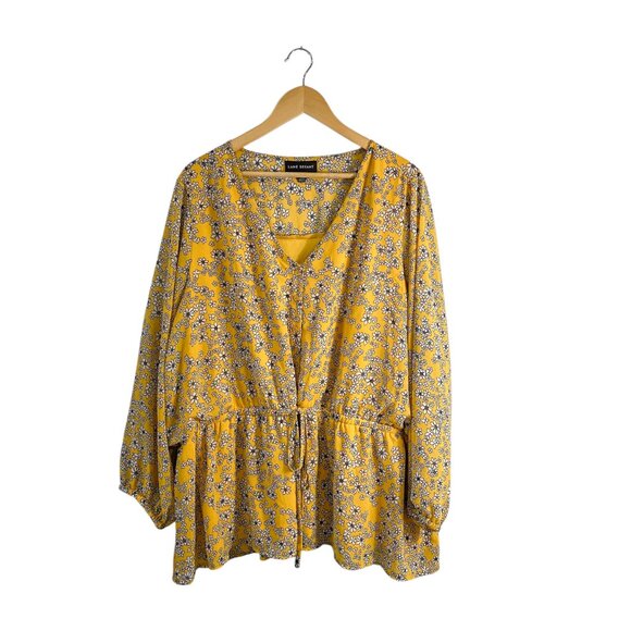 Lane Bryant Floral Print Button-Front Peplum Blouse - Sz 26 - Picture 4 of 10